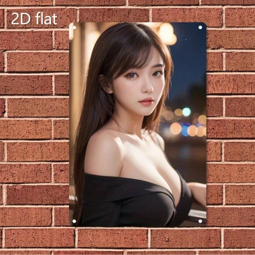Wall Art Metal Framed, Korean Minimalist Face Wall Decor for Home Christmas Gift