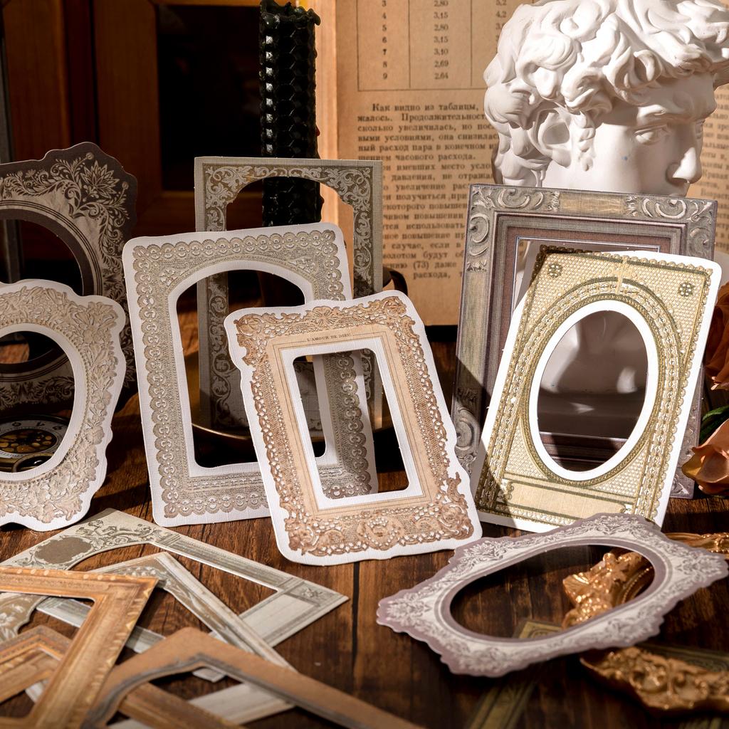 10pcs/pack Decor Scrapbook Vintage Sticker Materials Paper Retros Framework DIY Junk Journal Collage Po Album Retro Stickers