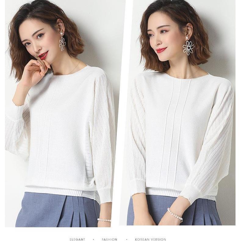 Dámské volné úplety nadměrných velikostí krátké pletené trička prolamované netopýří košile pletené topy