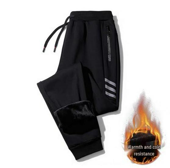 Pantalon de survêtement décontracté ample d'hiver pour homme avec velours