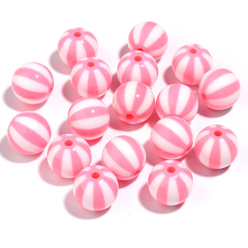 10-20pcs Acrylic Beads Big Hole Stripe Acrylic Beads Colorful Round Loose Spacer Beads For Jewelry Making DIY Bracelet Necklace