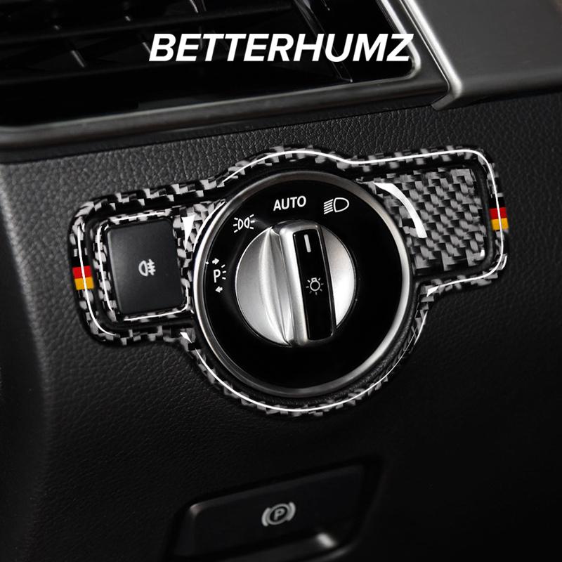 Carbon Fiber For Mercedes Benz W204 W212 W176 CLA GLA GLE GLK GL A B C E Class Car Interior Headlight Switch Knob Trim Stickers