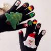 Knitted Christmas Gloves Cartoon Five Finger Gloves Handwear Plush Gloves  Student Wear