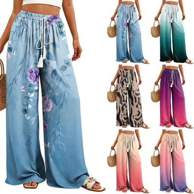 Women's Wide-Leg Casual Flowy Floral Print Pants