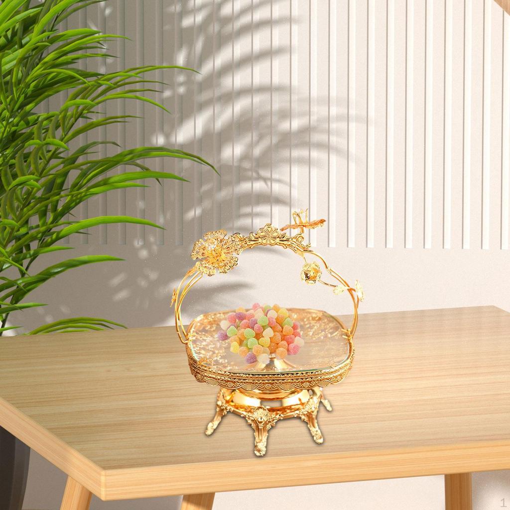 Fruit Tray Ornament with Handle Gifts Dessert Footed Display Basket Snack Holder Cake Stand for