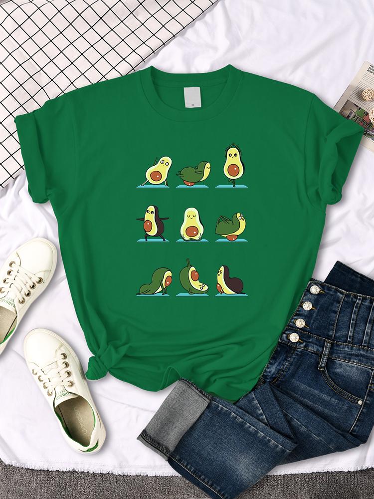 Woman T-Shirt Avocado Teaches You To Practice Yoga Printing Blouses Womensfashion Oversize Blouses Funny Fruit Ladies Tshirts
