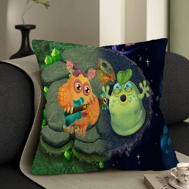 Cartoon Musikspiel My Singing Monsters Bürokissen Kissenbezug Auto Kissenbezug 45x45CM Lendenkissenbezug Sofakissenbezug