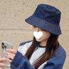 Denim Bucket Hat Big Head Circumference Showing Face Small Girl Spring and Autumn Sunshade Basin Hat Retro Versatile Plain Artifact Hat