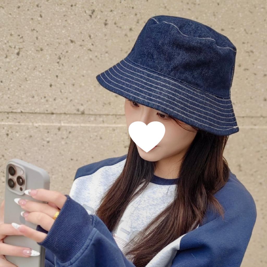 Denim Bucket Hat Big Head Circumference Showing Face Small Girl Spring and Autumn Sunshade Basin Hat Retro Versatile Plain Artifact Hat