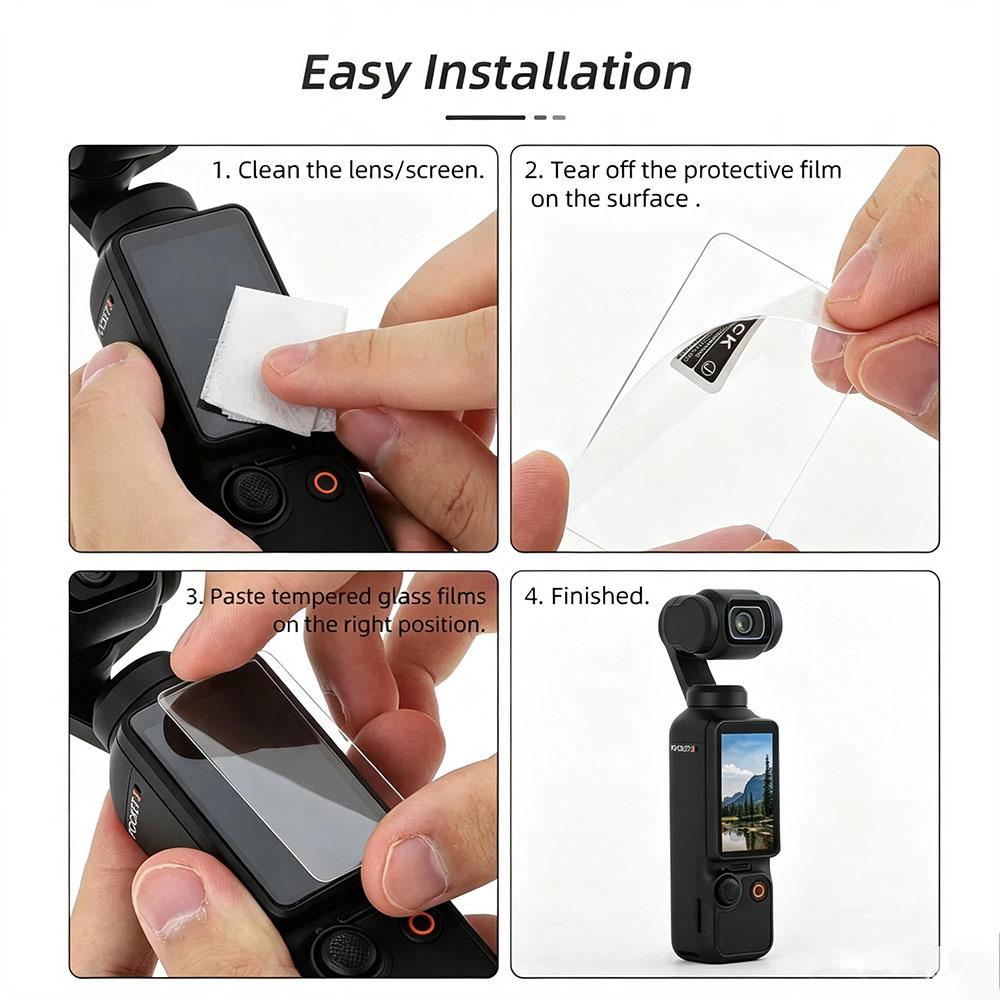 HD Lens & Screen Tempered Glass Film for DJI Osmo Pocket 4/3, Anti-Explosion Anti-Scratch Dustproof Protector Camera Accessories