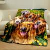 Golden Retriever Group Floral Blanket bedroom Blanket for Livingroom Couch lunch break Soft throw for Friend's festival Gift