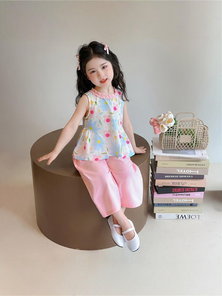 2026 Stylish Girls' Summer Vest & Pants Two-Piece Set