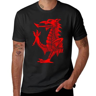 Welsh Dragon  Red Hatching TShirt Aesthetic Clothes Plus Size Tops Summer Top Tops Men Clothings