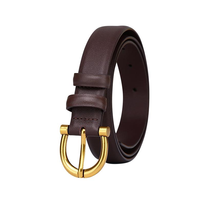 New Minimalist Women'S Belt Leather Fashion Simple Versatile Elegant High Sense First Layer Cowhide Belt Women
