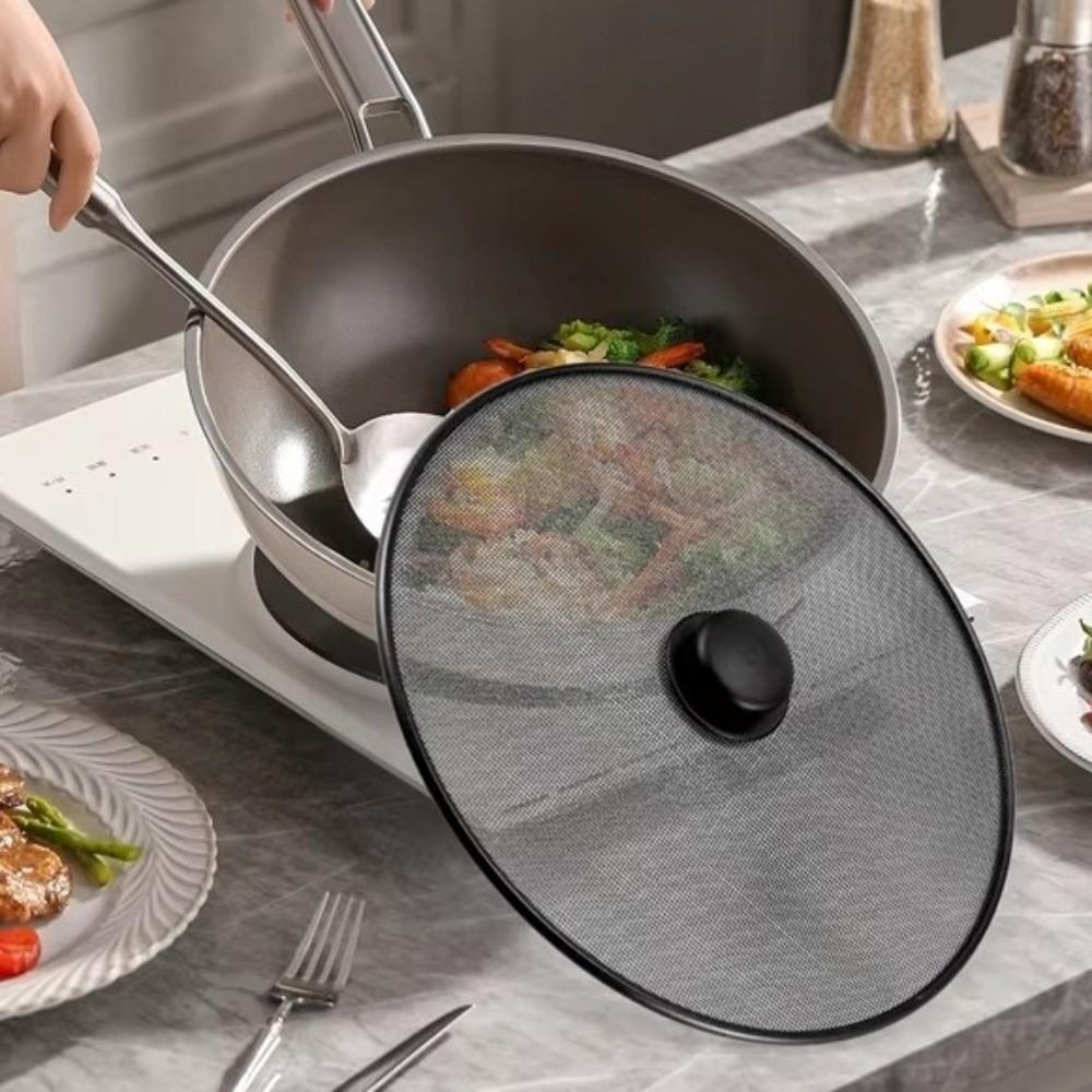Fine Mesh Splatter Screen Anti-Splash Anti Grease Lid Practical Splash Guard Cover  Frying Pan Use