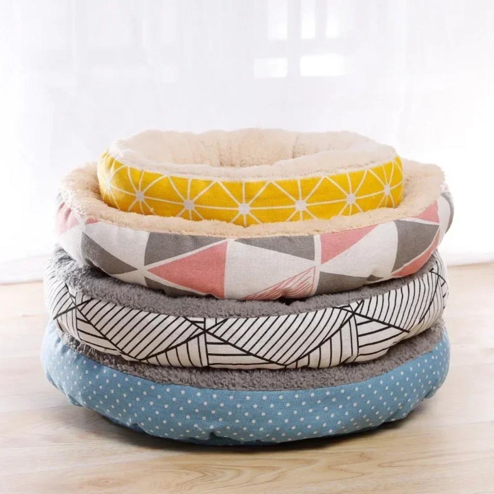 Round Dog Bed House Dog Mat Long Plush Cats Nest Dog Basket Pet Cushion Soft Warm Sleeping Pets Supplies Winter