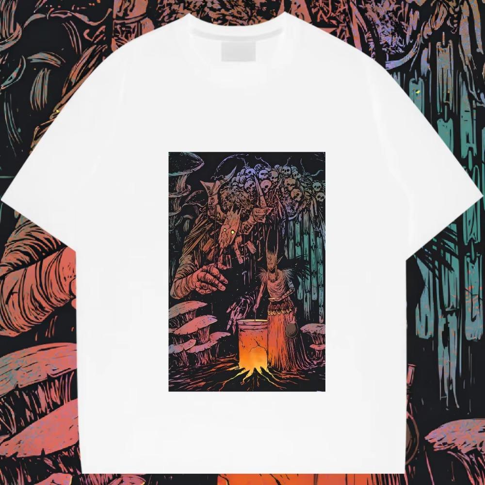 Dryad O-Neck Tops Loose Big Size Tshirt American Retro Rapper Tees Trendy Print Cotton Clothes Casual Comfort Men's T Shirt DIY