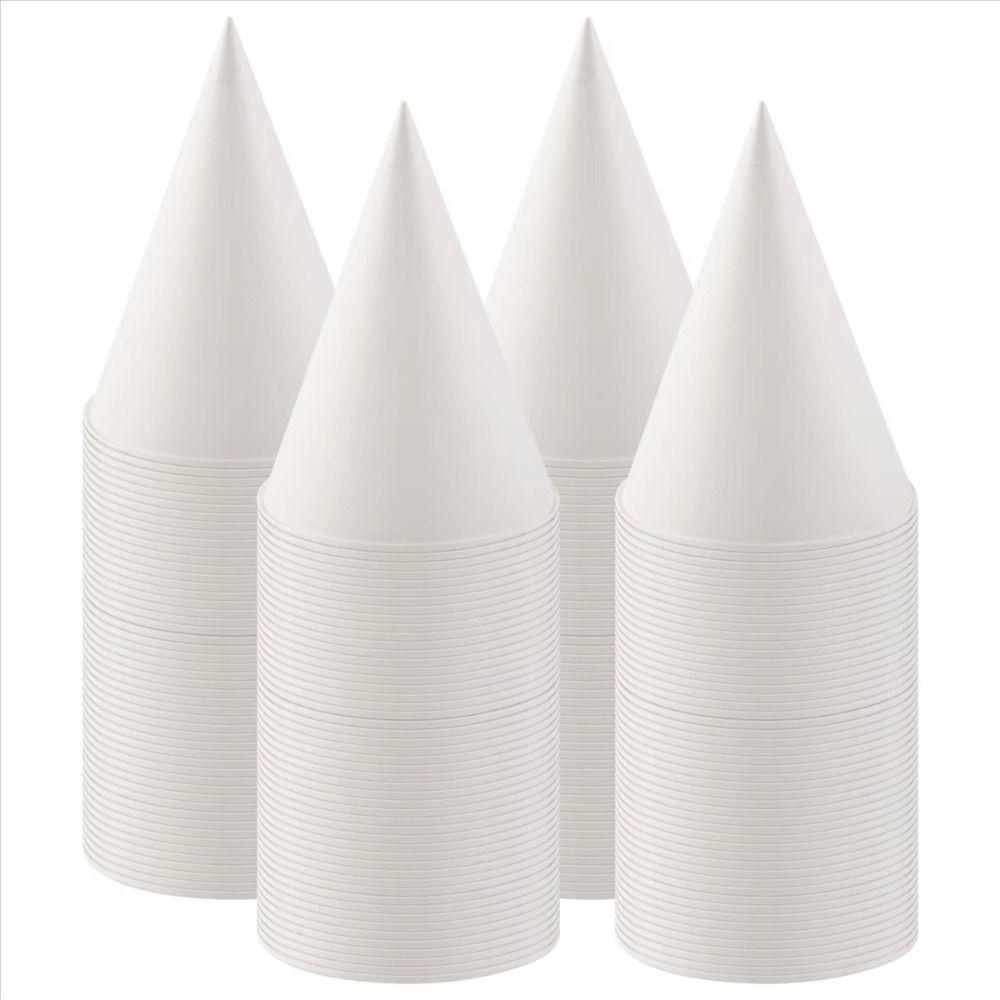 250Pcs Leakproof Disposable Paper Cups 3.7 OZ Cone Party Tableware White Paper Cone Cups  Picnic