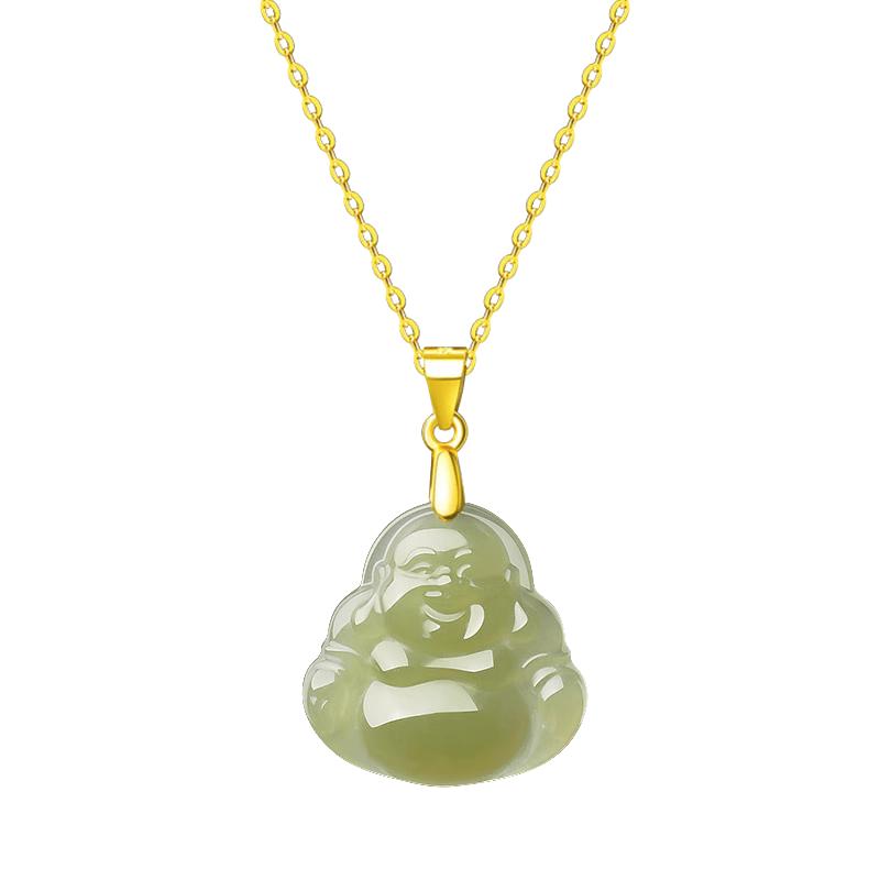 Hetian Jade Maitreya Buddha Pendant Necklace