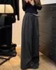 Two-Color Retro Plaid Velvet Fleece-Lined Wide-Leg Casual Pants