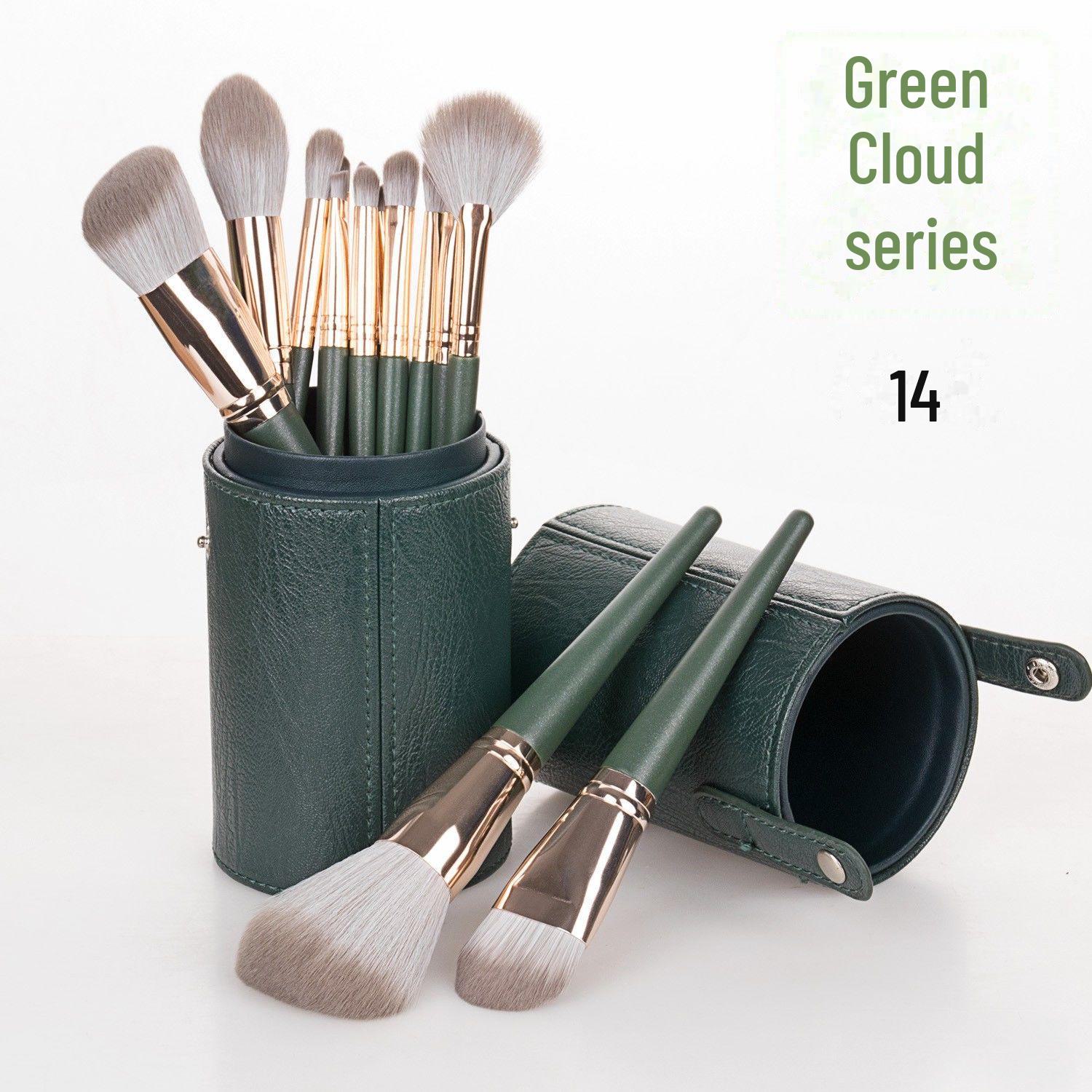 

«Набор из 14 кистей для макияжа Green Cloud — мягкие, портативные кисти для глаз, румян и многого другого» Brushed Eye 6-Piece Set