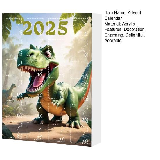 2025 Dinosaur Jule Nedtellingskalender Høytids Adventskalender med Samleobjekter Hengende Pynt Dinosaur Bokstav Akryl Flat Anheng Sett