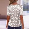 Women's Fashion Casual Retro Print  Collar Short Sleeve Button T-Shirt Top