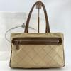 Quilted Tessuto Nylon Tote Boston Bag Handbag One Shoulder Brown Beige Leather Triangle Logo Plate