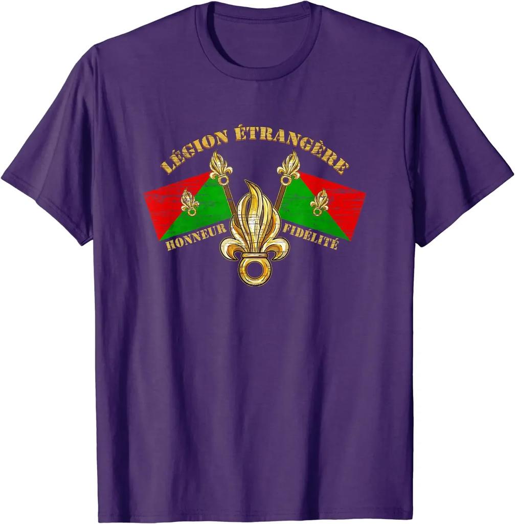 Legione Straniera Onore Fedeltà Legione Straniera Francese Maglietta da Uomo Manica Corta Casual 100% Cotone Girocollo Camicie Estive