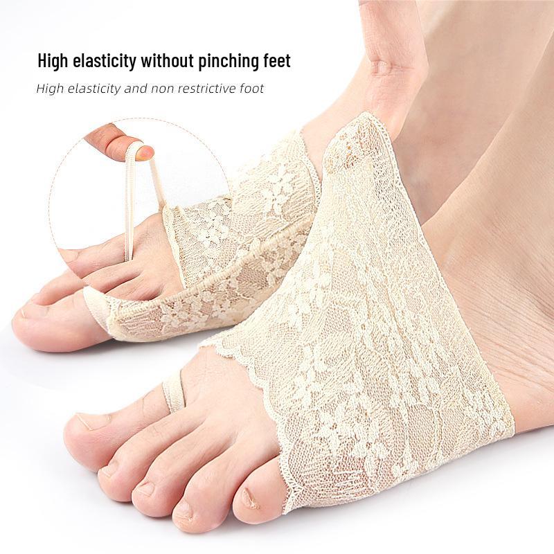 Summer Lace Toe Separator Slippers: Humanoid Sponge Foot Pad, Pressure Relief, Anti-Slip Invisible Half-Sole