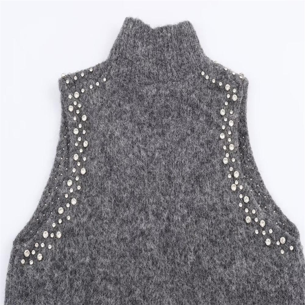 Winter Women's Beaded Knit Pullover Vest