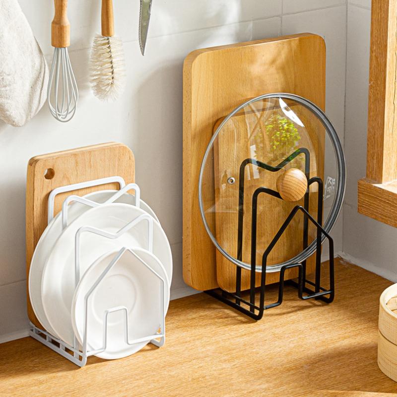 1pc Kitchen Cabinet Organizers for Pots Pans Expandable Stainless Steel Pot Lid Storage Rack Cutting Board Drying Cookware Shelf