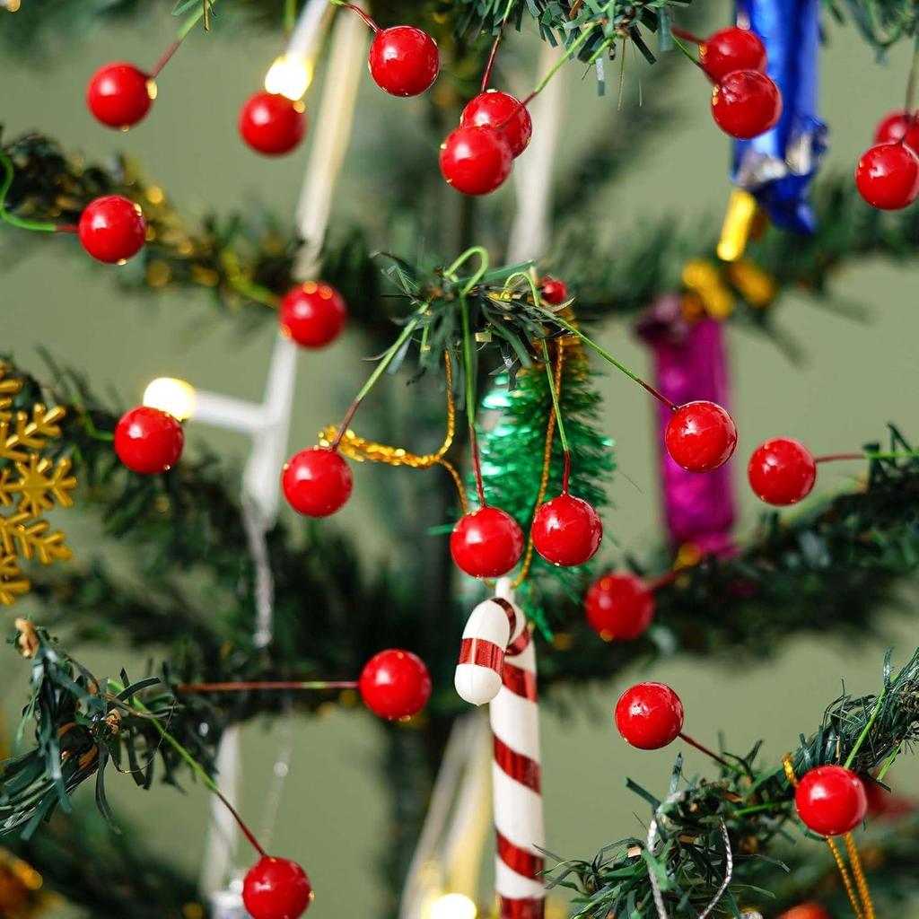 Christmas Artificial Holi Berries Fruit for Christmas Tree Decoration Flower Wreath DIY Christmas Craft (Pack of 100)|Christmas Ornaments Props