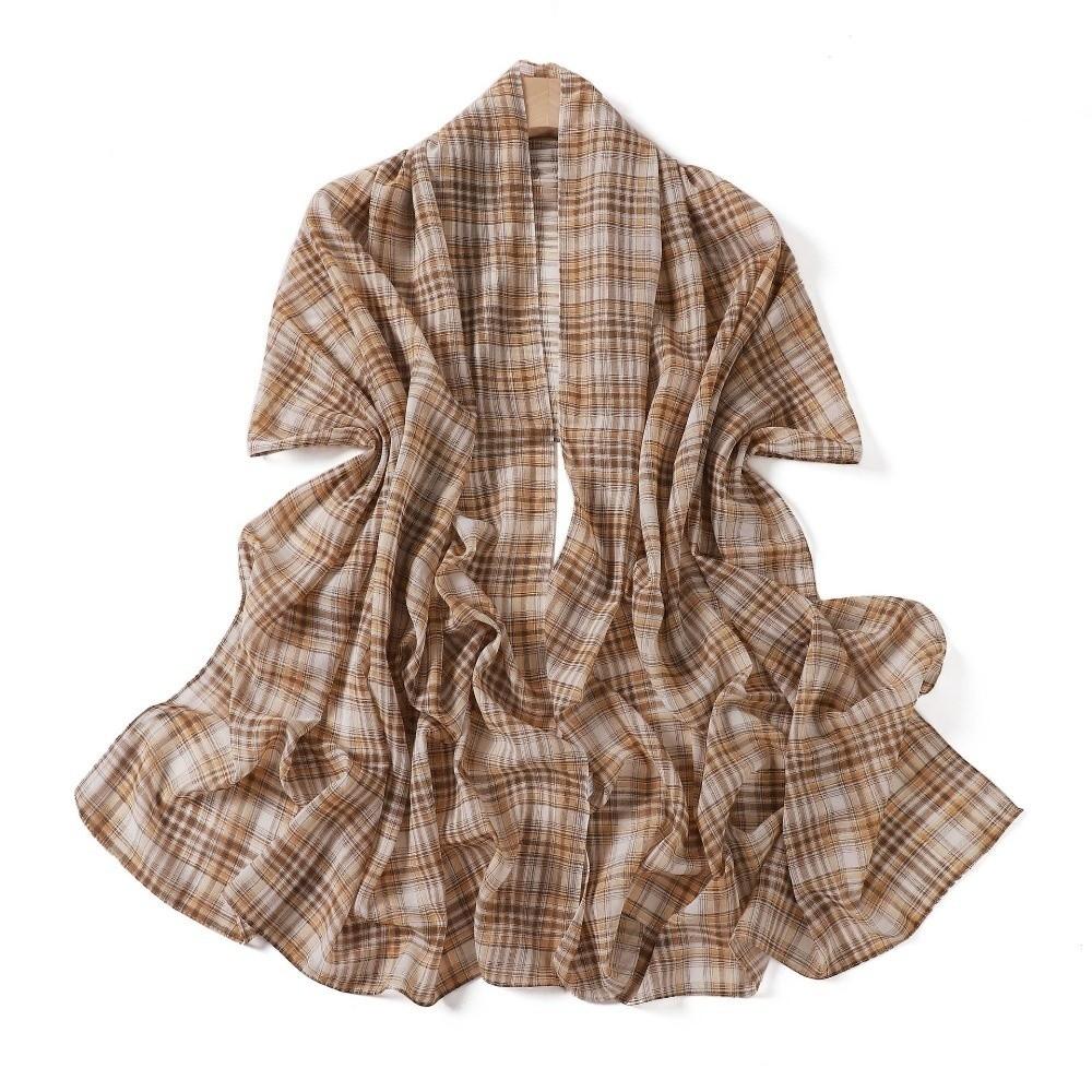 Ultralight Shawl Wraps Long Beach Sun Protection Scarf Classic British Plaid Print Scarf