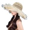 Women's Large Brim Breathable Straw Sun Hat for Full Face Protection