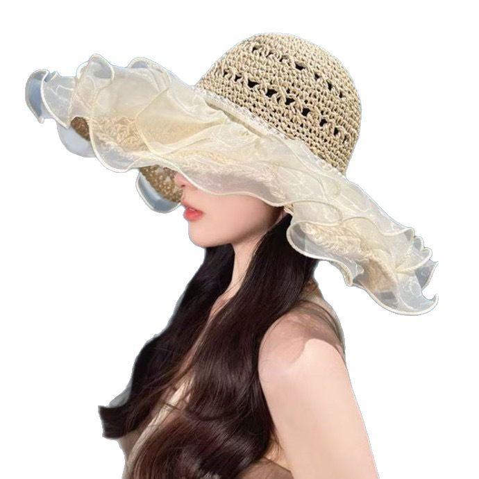 Women's Large Brim Breathable Straw Sun Hat for Full Face Protection