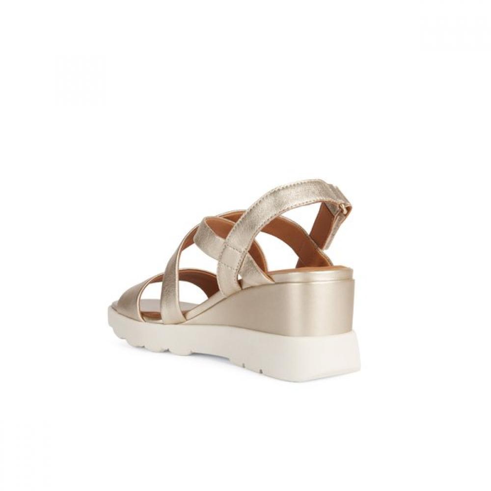 Geox Women S Comfort Daily Wedge Strap Sandal Sperica eS6 W1d35g03m84 Gold