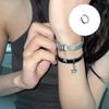 Stylish Leather Wristband Star Pendant Accent Bracelet Ti Steel PU Wristlet Adjustable Jewelry Accessory