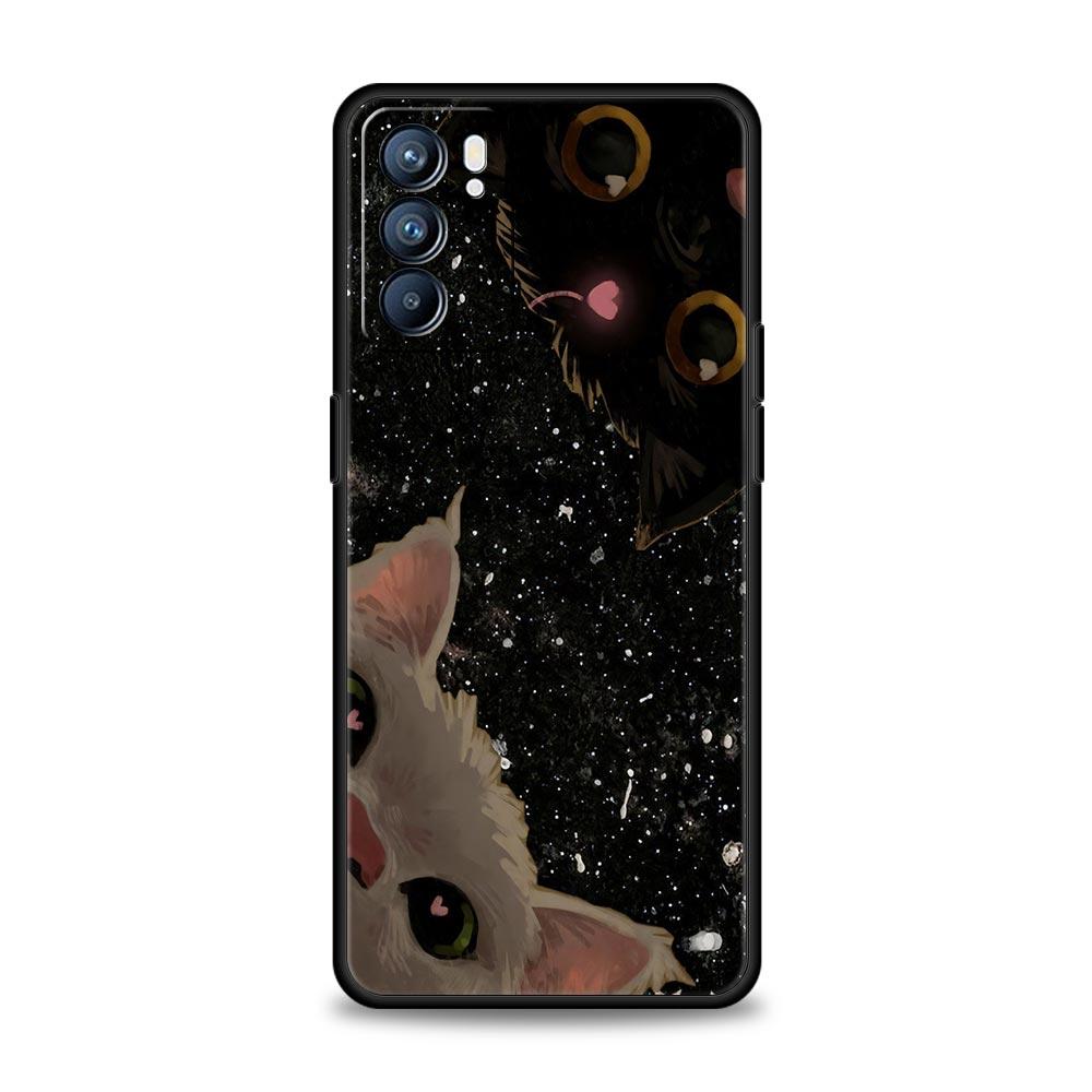 Cute Cat Phone Case For Oppo Reno 13 12 11 10 7 F Find X5 X6 A98 A80 A79 A78 A57 A54 A31 A17 Pro 5G Soft TPU Cover Fundas Capas