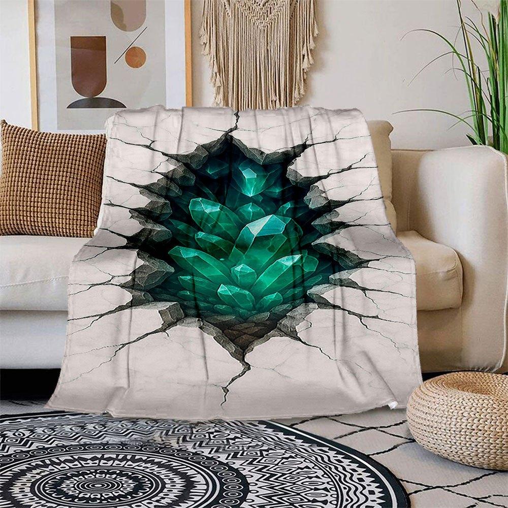 

Emerald Crystal Wall Art: A Glimmer of Nature s Beauty Blanket Flannel Throw Blanket for Sofa, Bed, Travel, Camping, Office, Couch, Chair, 150x180cm