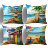 Federa Cuscino Stampa Motivo Spiaggia Palma Tropicale Peluche Corto Adatta per Soggiorni Camere da Letto Divani Cuscino Decorativo