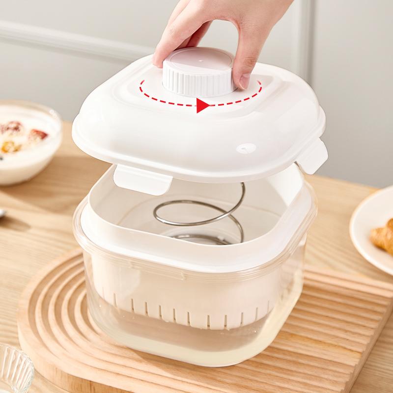 Rotating Yogurt Filter Whey Separator, Reusable Fine Mesh Strainer with Press Device for Thick Greek Yogurt, Cheese & Sour Cream
