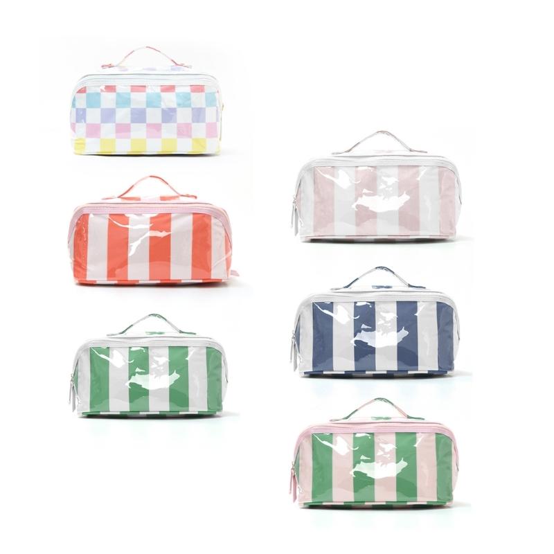 Clear PVC Makeup Case with Carry Handle, Top Closure Toiletry Bag for Bathroom Counter, Daily Packing, Home Use