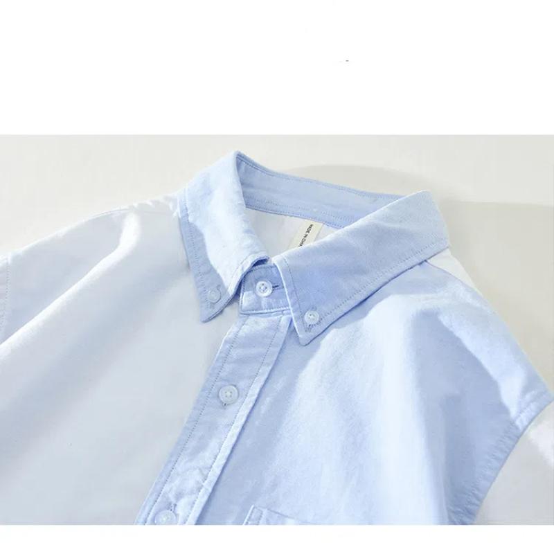 Korean Fashion Long Sleeve Men Shirt Youth Street Style Patchwork Shirts Casual Pure Cotton Soft and Comfortable Men Clothing