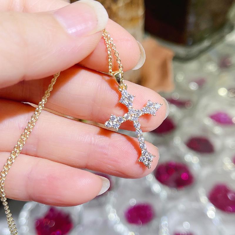 Collier avec pendentif croix en diamant et zircon de haute qualité – Chaîne de clavicule hip-hop européenne/américaine pour hommes et femmes