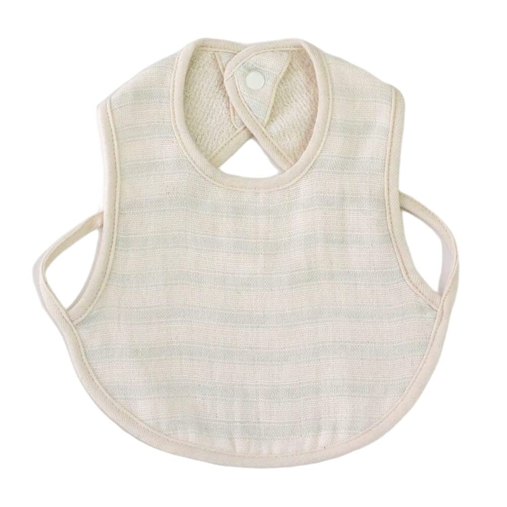 Tenimuho Slub Gauze Organic Made In Baby Bib with Baby Shower Gift for Boys and May Thin Striped Bib Bib, Large, Cotton, Japan, Drawstring, Cotton,