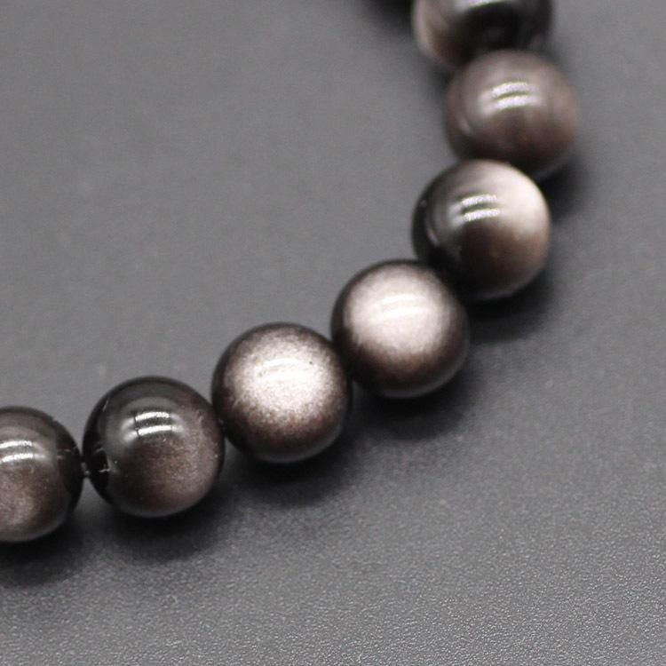 Silver & Golden Obsidian Double-Eyed Round Beads – Natural Loose Beads for DIY Jewelry & Bracelet Making