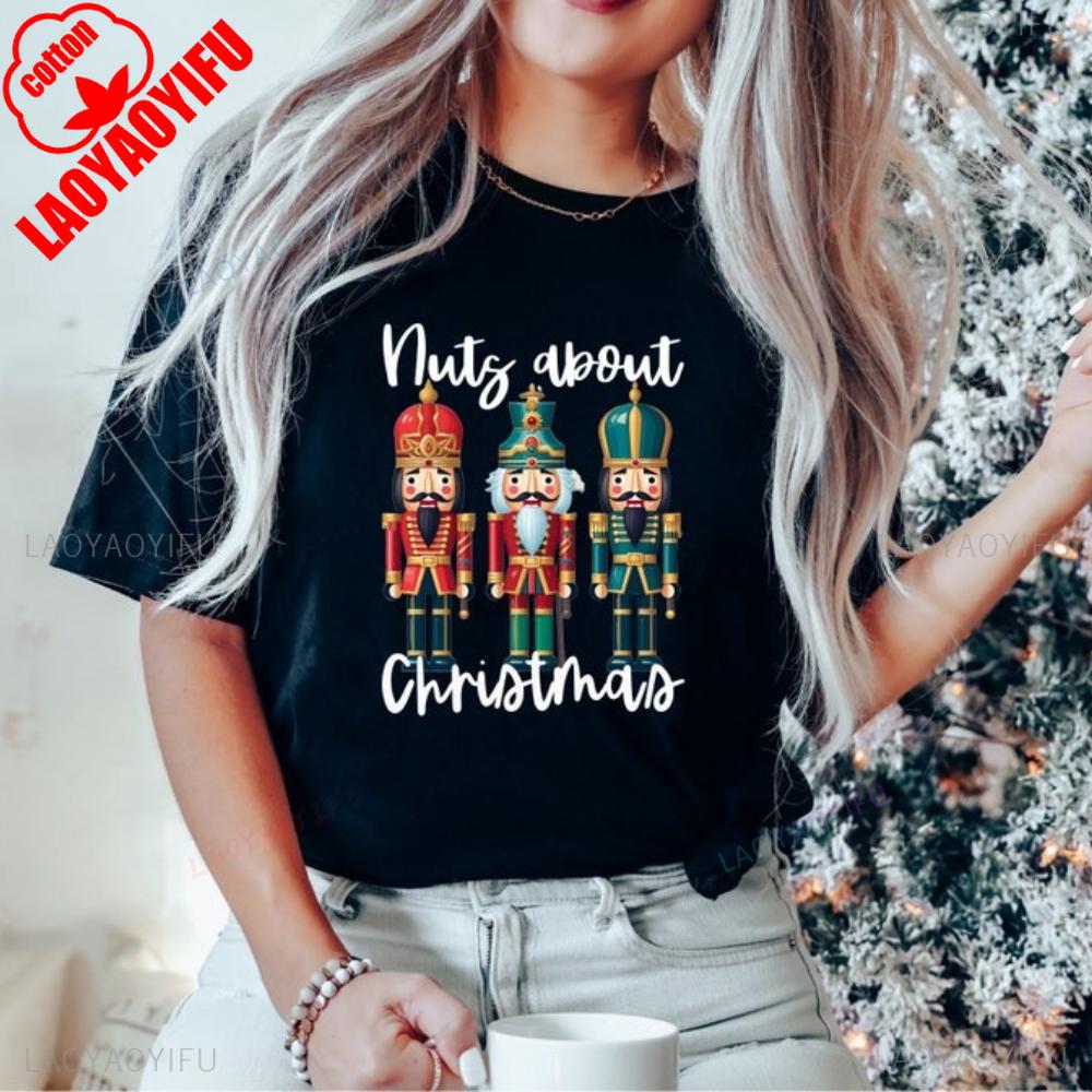 Nuts about Christmas TShirt Nutcracker TShirt Lets Get Crackin Funny Shirt Retro Christmas Nutcracker Tee Women Fashion Tops