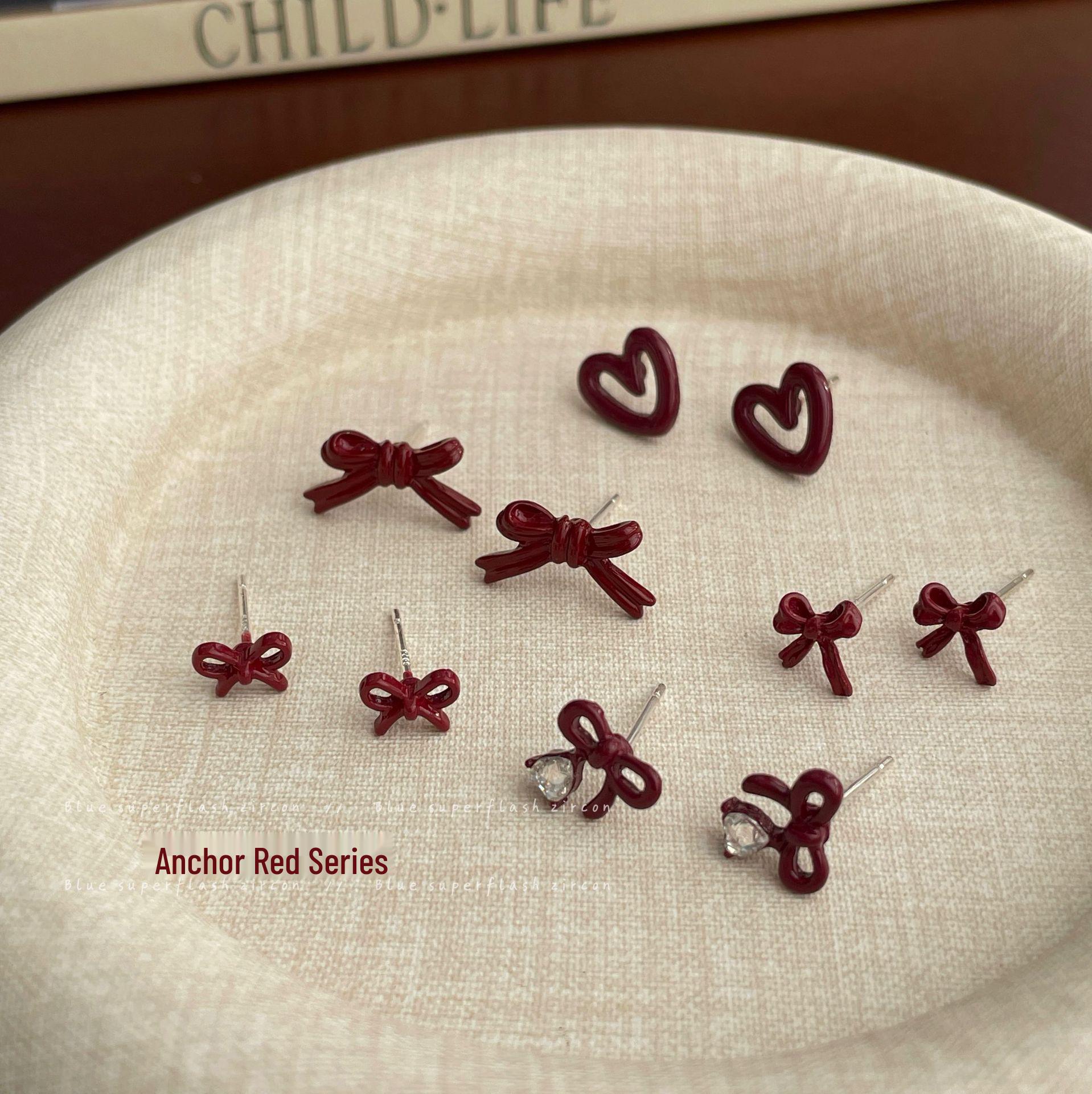 

Red Bow Earrings: Silver Needle, Versatile, Sweet & Exquisite for Autumn & Winter