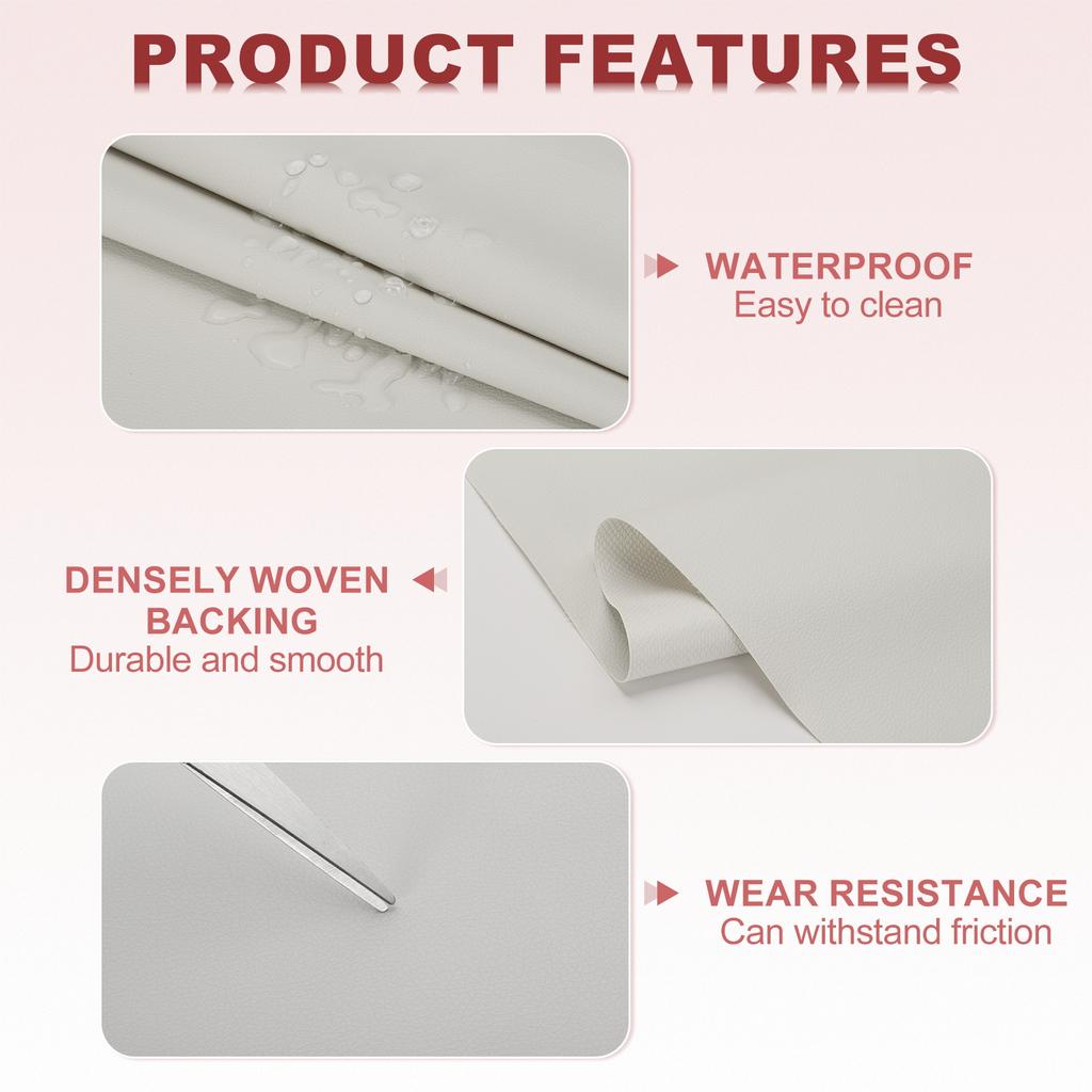 63x39.4in Faux Leather Sheets Faux Leather Fabric Sheets Vinyl Fabric Synthetic Soft Waterproof PVC Replacement Upholstery Car